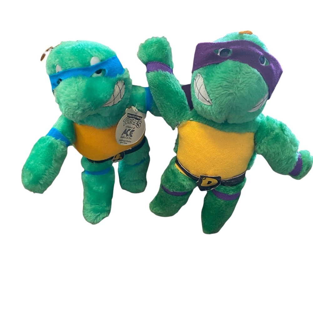 Vintage 1989 Ninja Turtle Plush Toy Set Leo Donatello collectibles Ace Novelty
